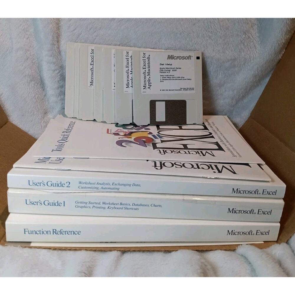 Complete Vtg 1992 Microsoft Excel for Macintosh Rare Software Retro Apple Floppy